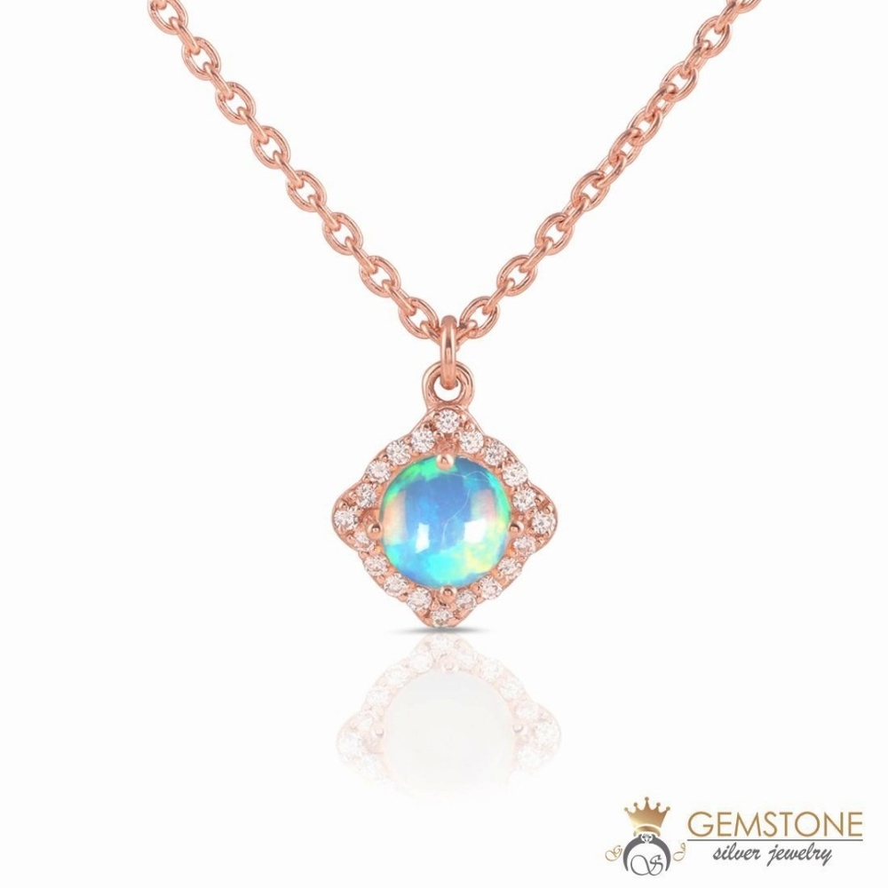 14k Rose Gold Vermeil Opal Necklace-Life